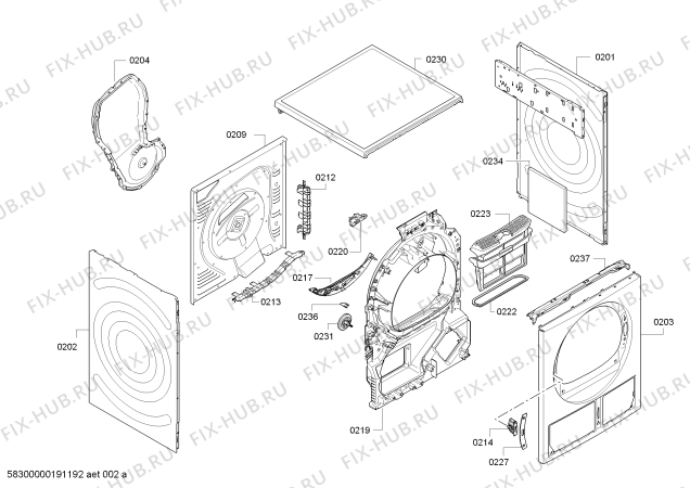 Взрыв-схема сушильной машины Bosch WTH85202NL - Схема узла 02