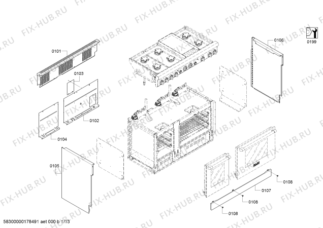 Схема №9 PRL486GDH с изображением Кабель для плиты (духовки) Bosch 00797510