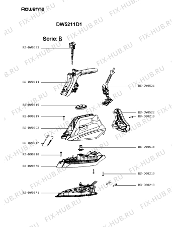 Схема №2 DW5211D1 с изображением Рукоятка для утюга (парогенератора) Rowenta RS-DW0576