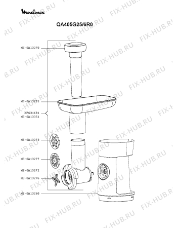 Схема №4 QA404D15/6R1 с изображением Элемент корпуса для кухонного измельчителя Moulinex MS-0A13300