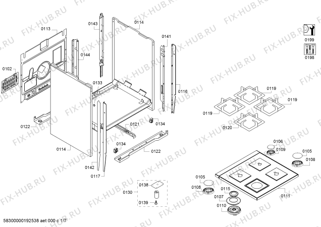 Схема №5 HGD74X455Y с изображением Стеклокерамика для плиты (духовки) Bosch 00771407