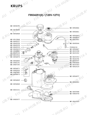 Взрыв-схема кофеварки (кофемашины) Krups F9934251(0) - Схема узла 2P001872.2P2