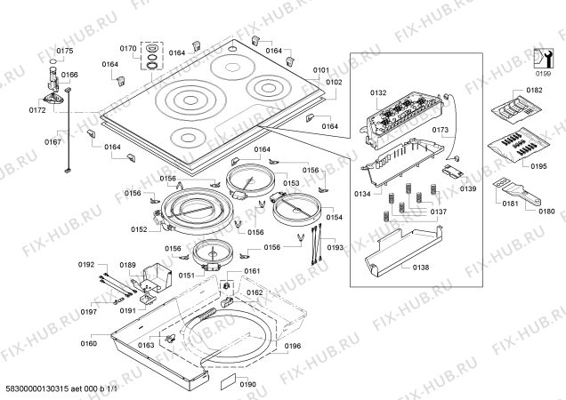 Схема №1 CES304FS с изображением Стеклокерамика для плиты (духовки) Bosch 00680710