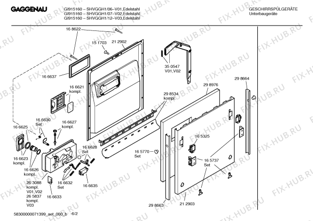 Взрыв-схема посудомоечной машины Gaggenau SHVGGH1 GI915-160 - Схема узла 02