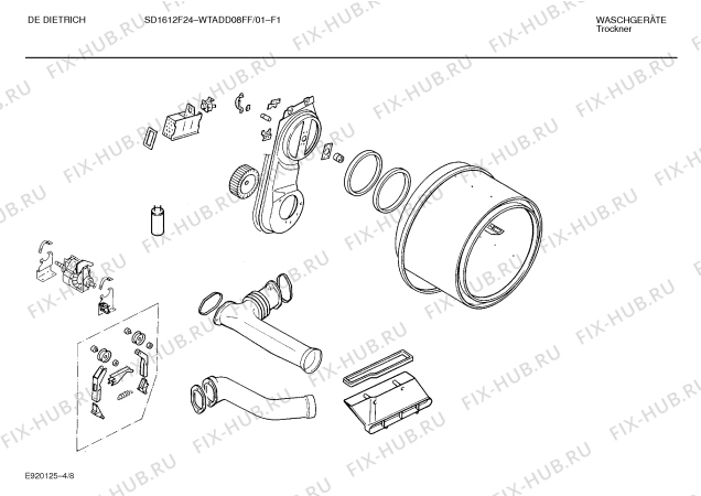 Схема №7 WTADD07FF DE DIETRICH SD1612F23 с изображением Панель для электросушки Bosch 00282752