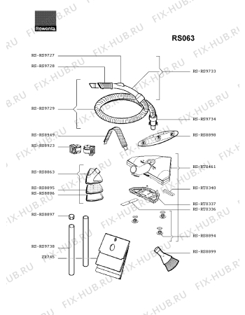 Схема №1 RS255 с изображением Щёточка для электропылесоса Rowenta RS-RT0461