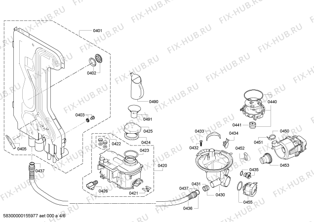 Схема №4 SMV50E50RU с изображением Силовой модуль запрограммированный для посудомойки Bosch 00656426