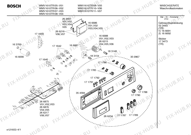 Схема №3 WMV1610 с изображением Панель управления для стиралки Bosch 00350967