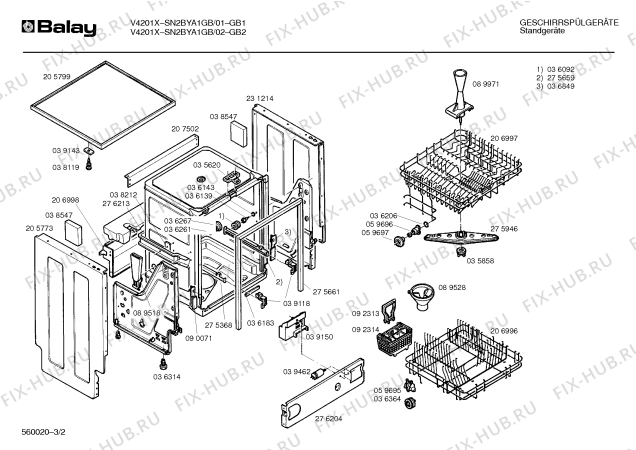 Взрыв-схема посудомоечной машины Balay SN2BYA1GB - Схема узла 02