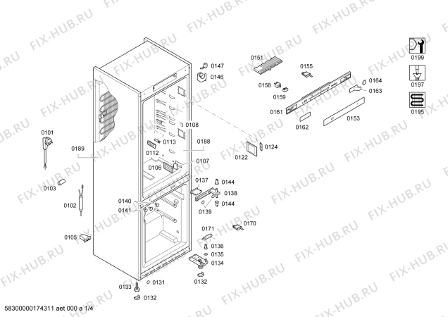 Схема №4 KG36NST30 с изображением Дверь для холодильной камеры Siemens 00711846