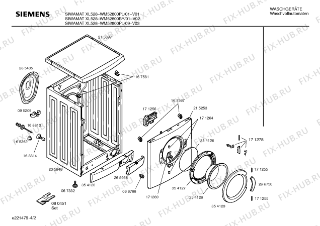 Схема №4 WM52800PL SIWAMAT XL528 с изображением Таблица программ для стиральной машины Siemens 00523759