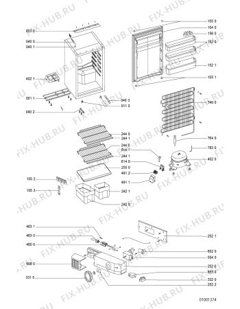 Схема №1 ARG 340 с изображением Элемент корпуса для холодильника Whirlpool 481240478615