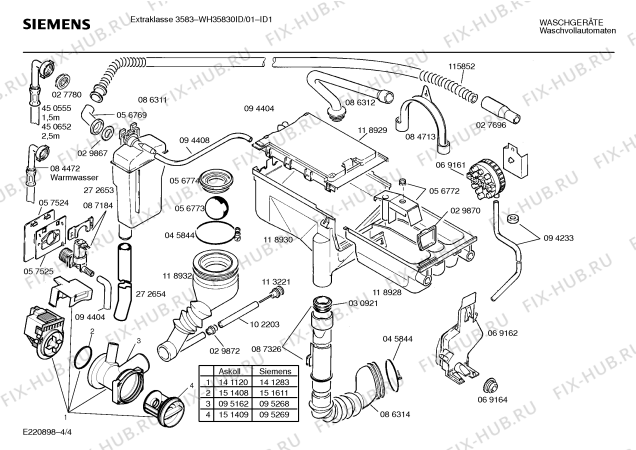 Схема №1 WH35830ID Extraklasse 3583 с изображением Панель управления для стиралки Siemens 00286242