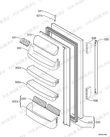 Взрыв-схема холодильника Electrolux ERP23800X - Схема узла Door 003