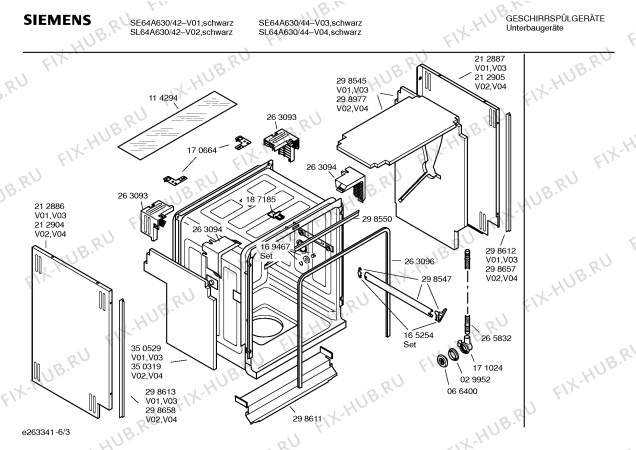 Схема №5 SE64A630 с изображением Инструкция по эксплуатации для посудомоечной машины Siemens 00583003