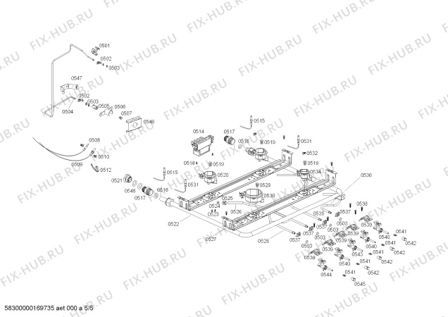 Схема №5 HSG13I30SE COCINA INOX BOSCH PRO601 220V/50Hz CHILE с изображением Кран горелки для плиты (духовки) Bosch 00629981