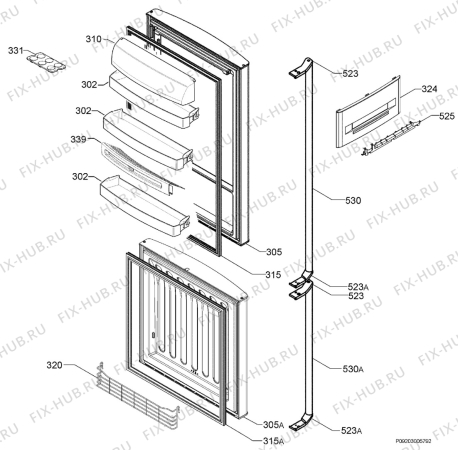 Взрыв-схема холодильника Aeg Electrolux S75438KG1 - Схема узла Door 003