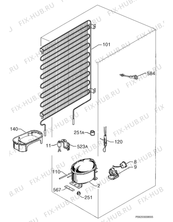 Взрыв-схема холодильника Privileg 662669_8046 - Схема узла Cooling system 017