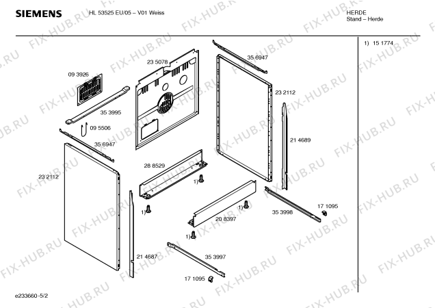 Схема №3 HL53525EU с изображением Инструкция по эксплуатации для электропечи Siemens 00527575
