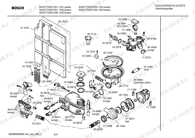 Схема №4 SGU67T04EU с изображением Кнопка для посудомоечной машины Bosch 00425209