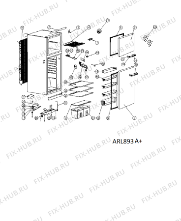 Схема №1 ARL 893 A+ с изображением Дверка для холодильника Whirlpool 482000097602