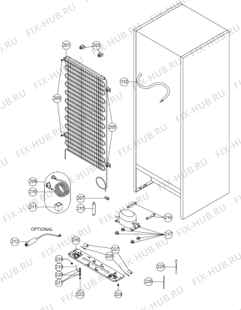 Взрыв-схема холодильника Upo F21850   -GN390K-LV (171250, V36001001) - Схема узла 02