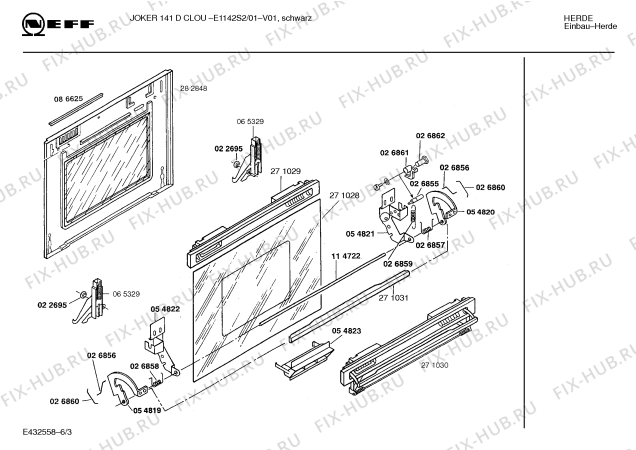 Схема №3 E1142S2 JOKER 141 D CLOU с изображением Ручка управления духовкой для электропечи Bosch 00153878