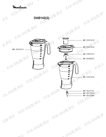 Взрыв-схема блендера (миксера) Moulinex DAB142(2) - Схема узла IP003324.6P2