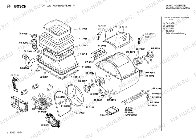 Схема №5 WOH1020FF TOP1020 с изображением Вкладыш в панель для стиральной машины Bosch 00273736