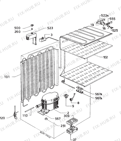 Взрыв-схема холодильника Arthurmartinelux 808.09 2 - Схема узла Refrigerator cooling system