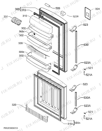 Взрыв-схема холодильника Aeg S94400CTX0 - Схема узла Door 003