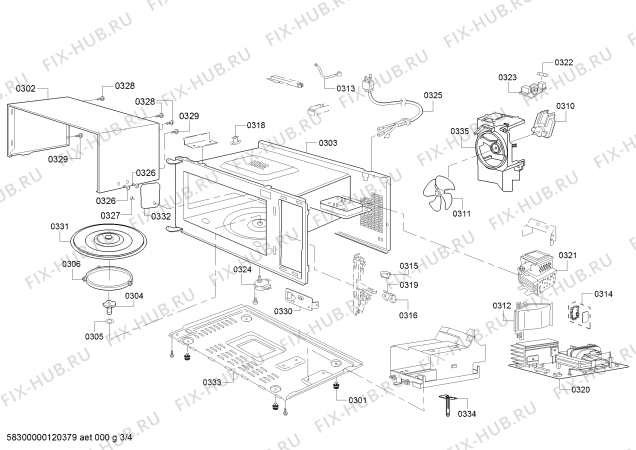Взрыв-схема плиты (духовки) Bosch HMB5020 - Схема узла 03