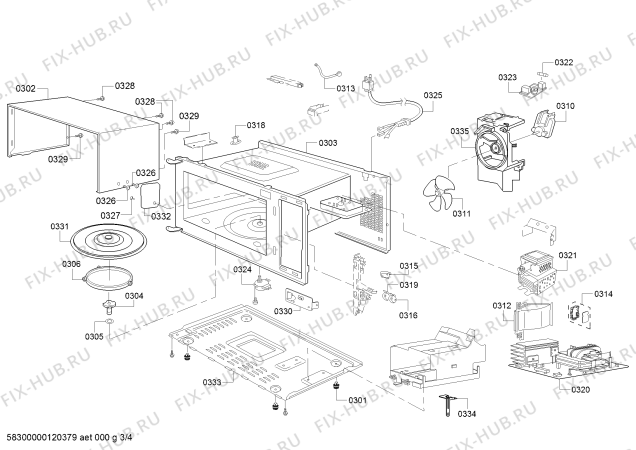 Схема №3 HF35M630 с изображением Внешняя дверь для духового шкафа Siemens 00672232