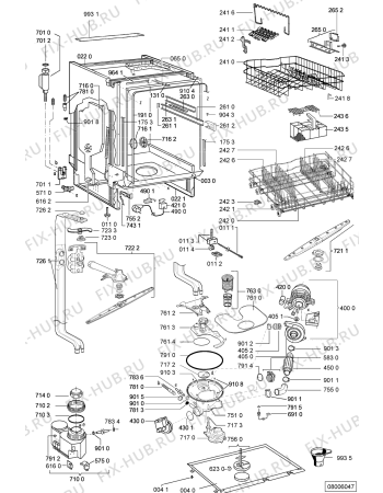 Схема №1 ADP 7444 WH с изображением Обшивка для посудомойки Whirlpool 480140100074