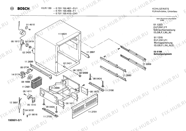 Схема №3 KU1350 с изображением Контейнер для холодильной камеры Bosch 00114430