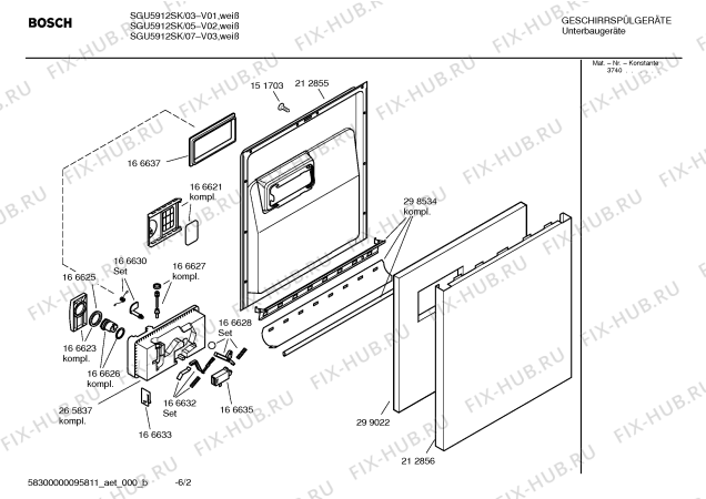 Взрыв-схема посудомоечной машины Bosch SGU5912SK Mixx - Схема узла 02