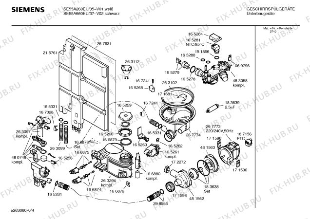 Схема №6 SE34A261 с изображением Инструкция по эксплуатации для посудомоечной машины Siemens 00529674