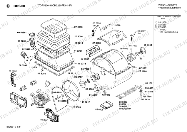 Взрыв-схема стиральной машины Bosch WOH5230FF, TOP5230 - Схема узла 05