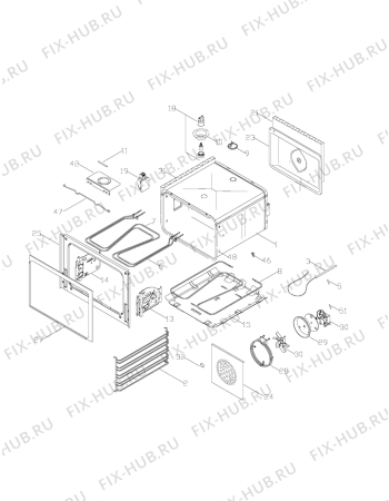 Взрыв-схема плиты (духовки) Husqvarna Electrolux QC471-0 - Схема узла H20 Oven primary (large) D