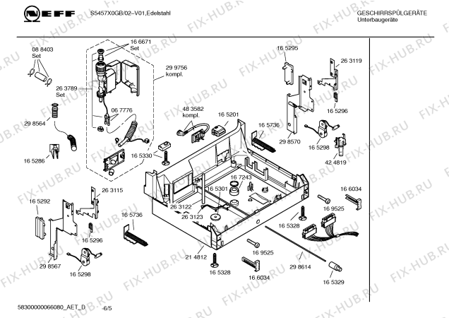 Взрыв-схема посудомоечной машины Neff S5457X0GB - Схема узла 05