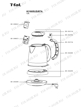 Схема №1 KI1605US/87A с изображением Корпусная деталь для электрочайника Seb SS-202685