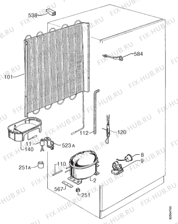 Взрыв-схема холодильника Electrolux ER7821B - Схема узла Cooling system 017