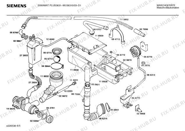 Взрыв-схема стиральной машины Siemens WU36310 SIWAMAT PLUS 3631 - Схема узла 05