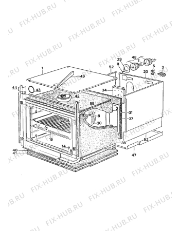 Взрыв-схема плиты (духовки) Electrolux CO1055W1 - Схема узла Internal panels