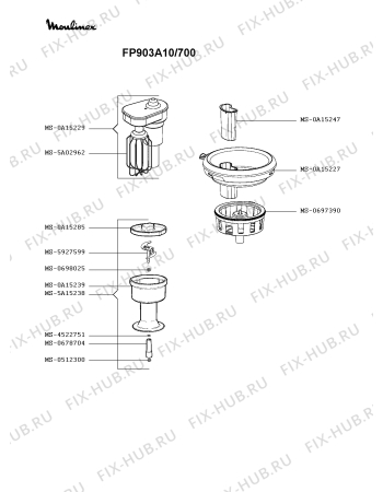 Взрыв-схема кухонного комбайна Moulinex FP903A10/700 - Схема узла QP004520.6P4