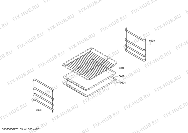 Взрыв-схема плиты (духовки) Bosch HBN531W1F - Схема узла 06
