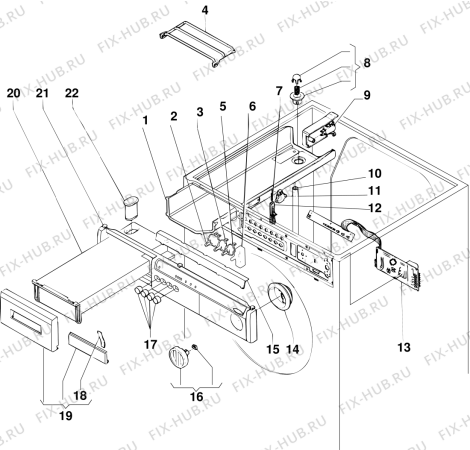 Схема №2 S90CEL (F006326) с изображением Емкоть для порошка для стиралки Indesit C00042650