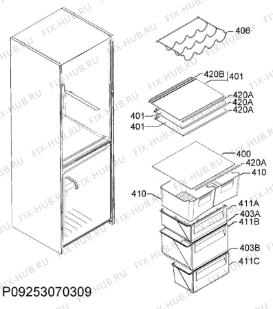 Взрыв-схема холодильника Husqvarna QRT4223W - Схема узла Internal parts