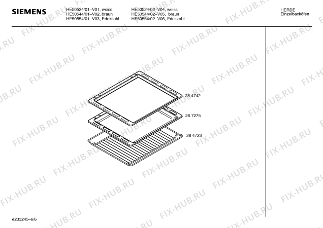 Схема №5 HE50544 с изображением Инструкция по эксплуатации для плиты (духовки) Siemens 00524728