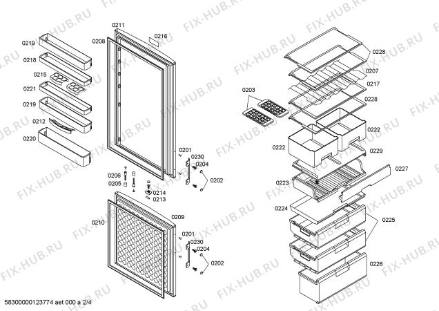 Схема №4 3KF4960N с изображением Дверь для холодильника Bosch 00242144